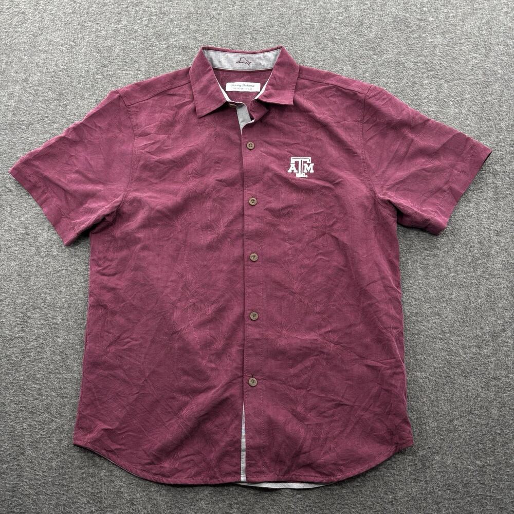 Tommy Bahama Coconut Point Shirt Medium Hawaiian Button Up Aggies A&M EUC